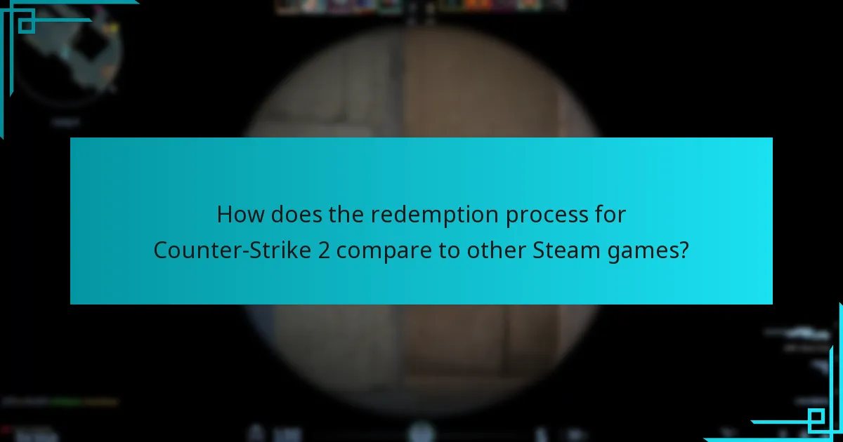 How does the redemption process for Counter-Strike 2 compare to other Steam games?