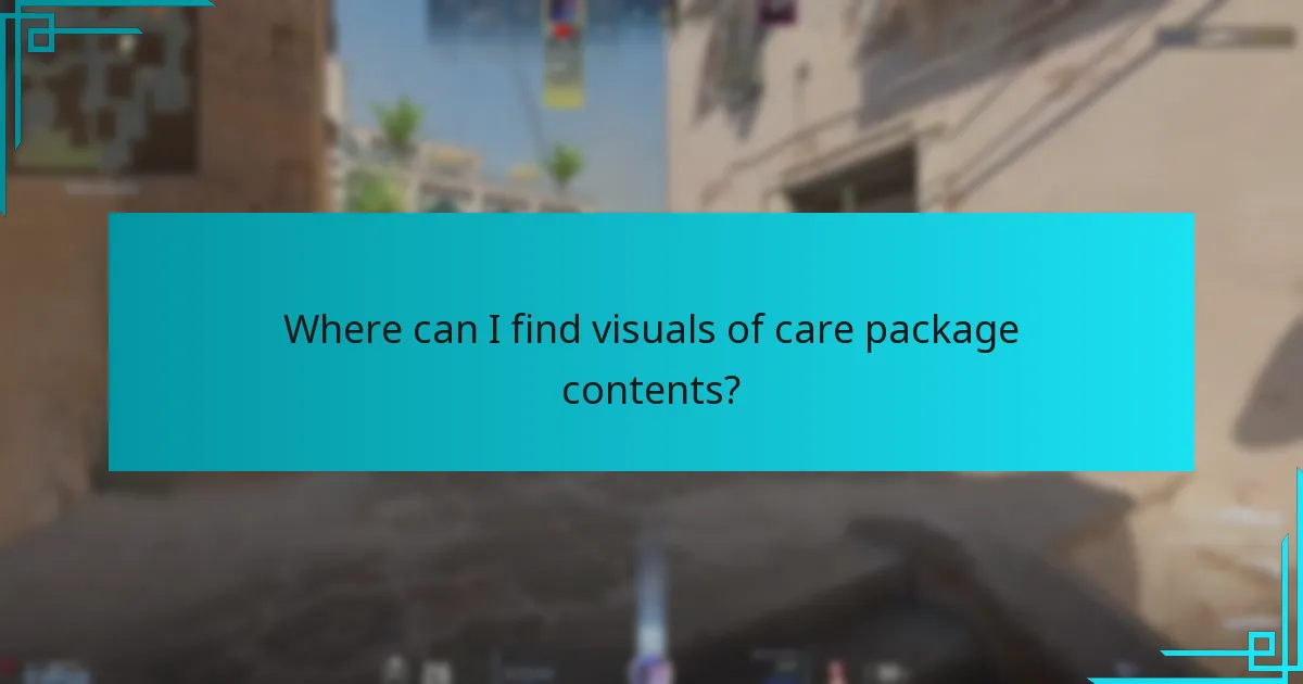 Where can I find visuals of care package contents?